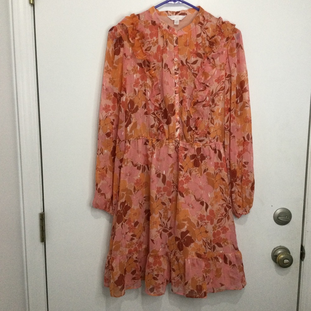 LC Lauren Conrad ruffle button front mini‎ dress